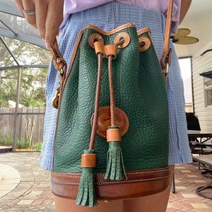 Dooney & Bourke Vintage Leather Drawstring Bag with Tassels